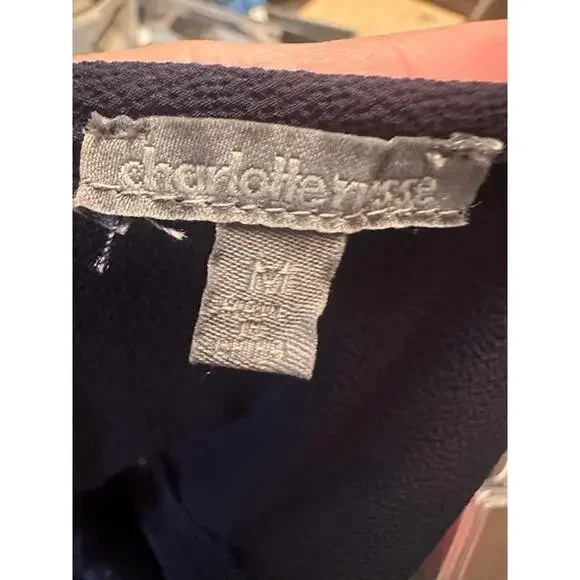 Navy Blue Sleeveless Lace Panel Blouse – Size M - Picture 3 of 3